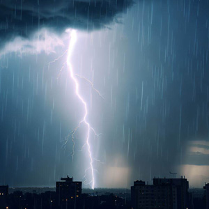 都会の雨と雷